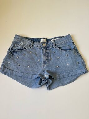 91 Cottom On Women’s Light Blue Star-Studded Denim Shorts~6